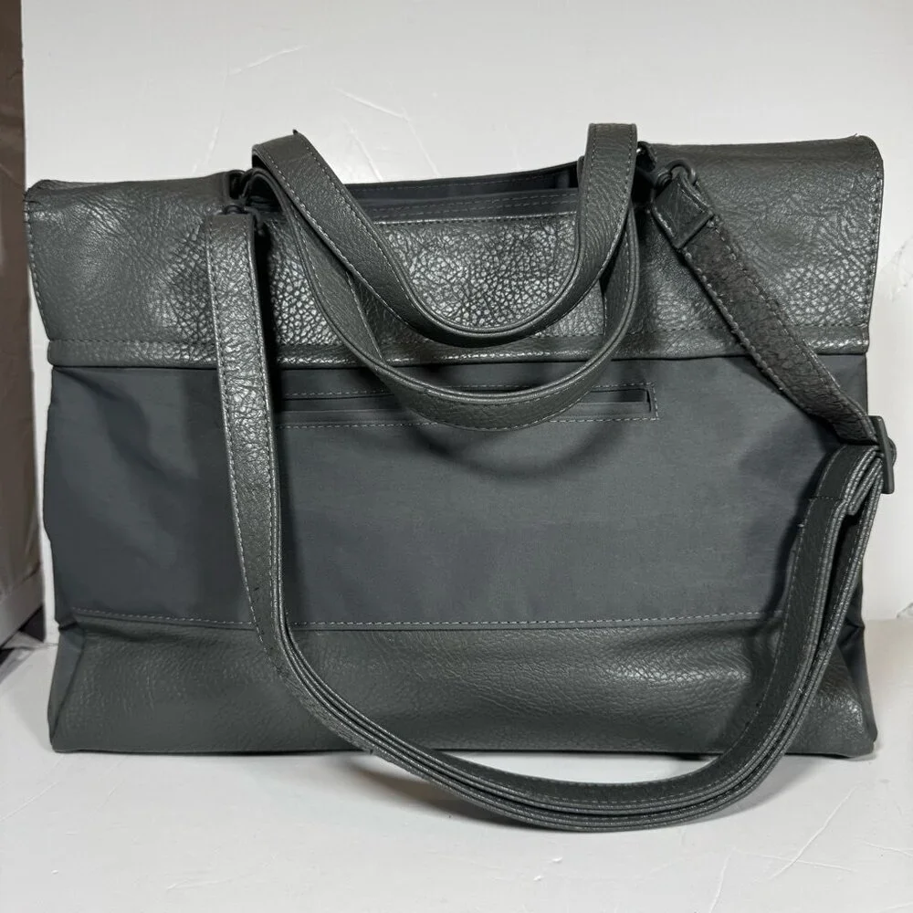 Kwani Tote Bag Gray Studded Nylon Leather Neutral Laptop Korea Adjustable Modern